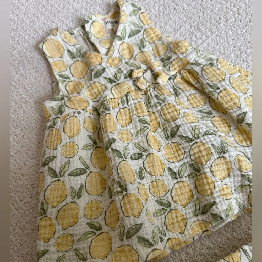 Lemon Print Dress + FREE Floral Set